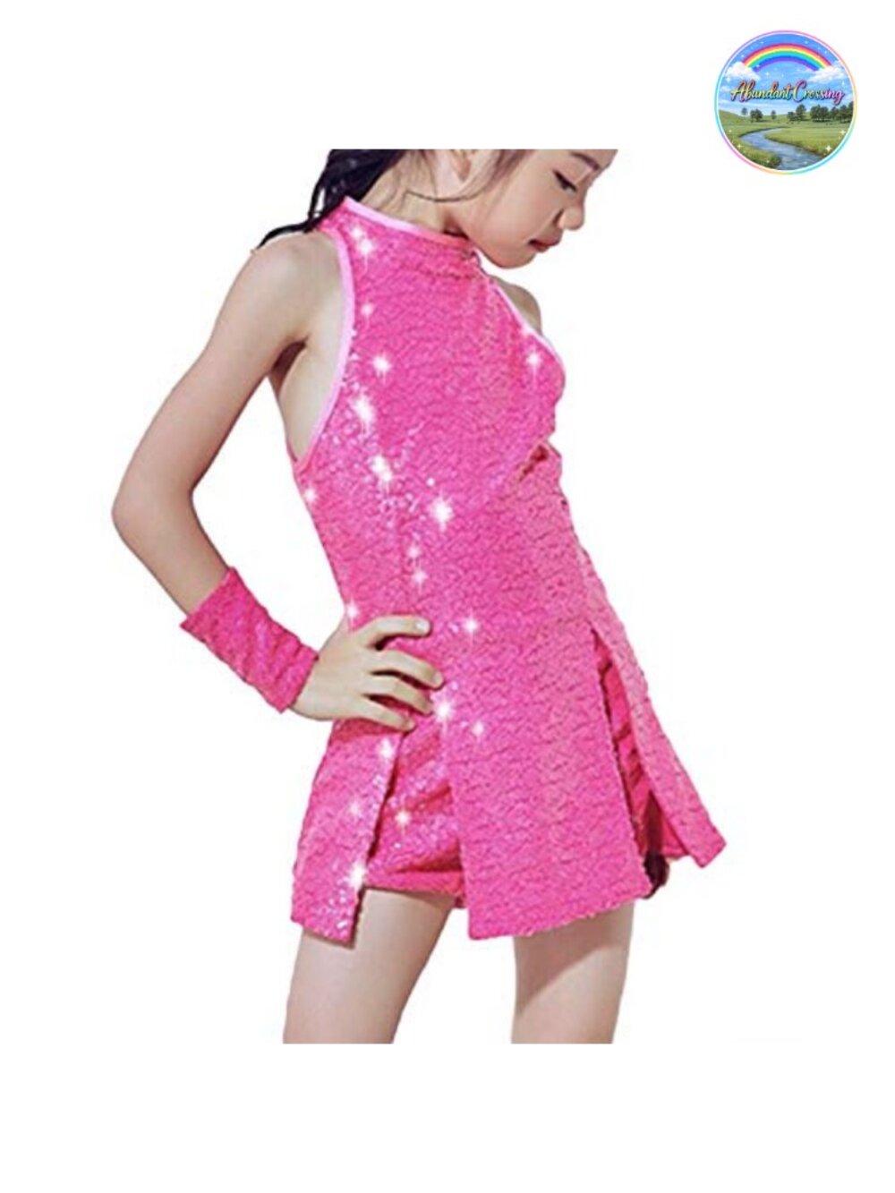 Girls Sequin Dance Costume Set Sparkle Dress Shorts Socks
